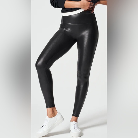 SPANX Pants - NWT💎Spanx Mama Faux Leather Leggings Black Size 1X Retail $110 Soft!